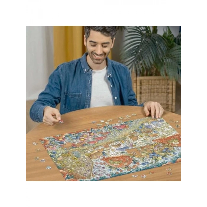 1000 Parça Çiçekli Mantar Evler Yetişkin Puzzle