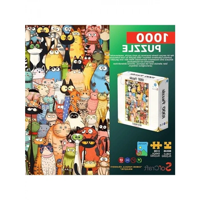 1000 Parça Miyav Mahalle Temalı Eğlenceli Puzzle