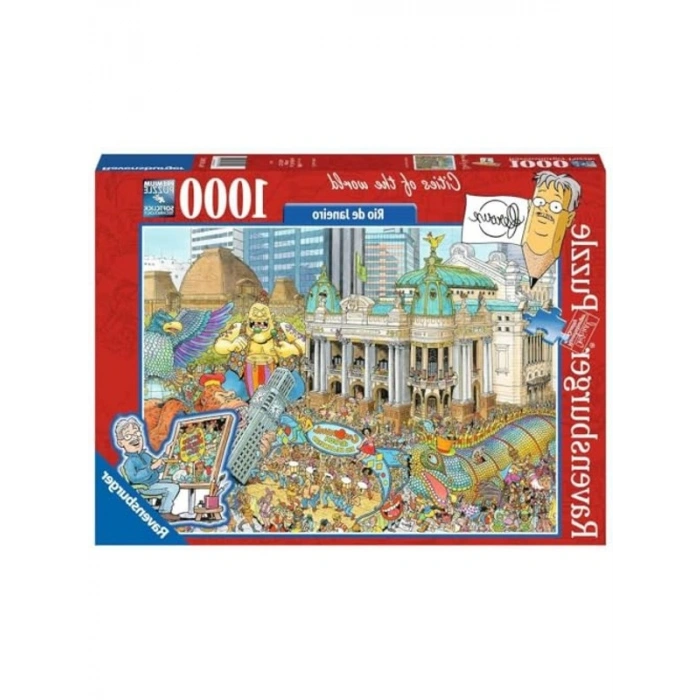 1000 Parça Renkli Rio Manzarası Puzzle, Eğlenceli Aktivite
