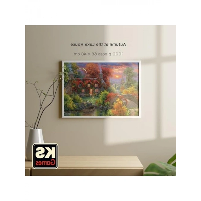 1000 Parça Sonbahar Temalı Puzzle, Göl Evi Manzarası