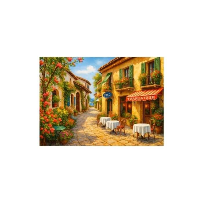 1000 Parçalı Güneşli Kafe Sokağı Puzzle