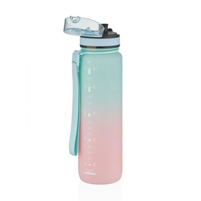 1000ml kapasiteli çift renkli motivasyonel su matarası, sızdırmaz kapak