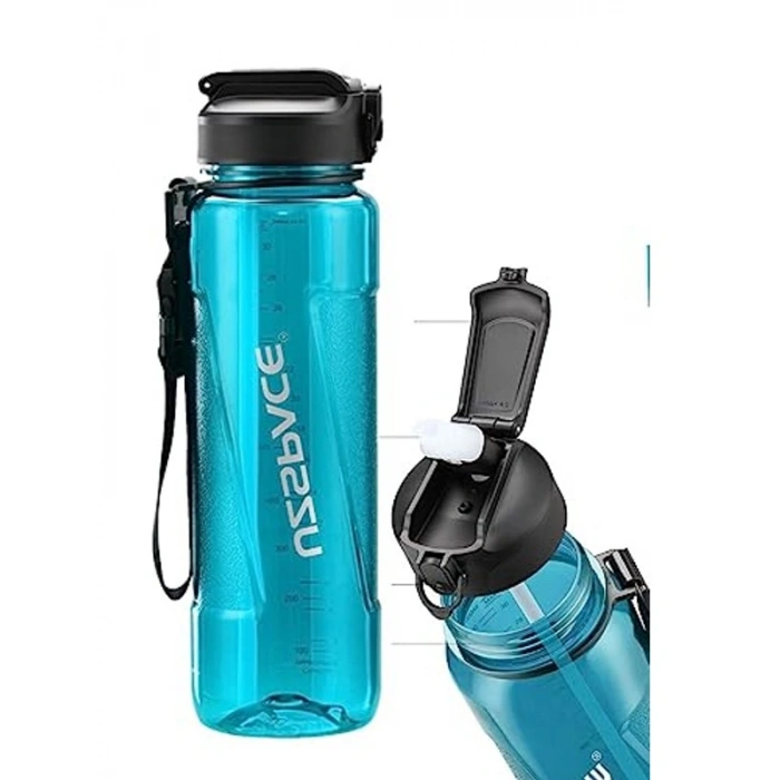 1000ml Tritan Su Matarası, Pilavlı Tasarım, Turkuaz