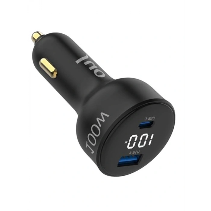 100W Araç Şarj Aleti, LED Ekranlı Type-C + USB-A