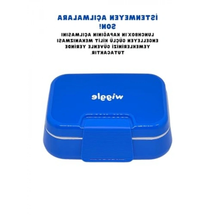 1030ml Kapasiteli Paslanmaz Çelik Tek Katlı İki Bölmeli Sefer Tası (Mavi)