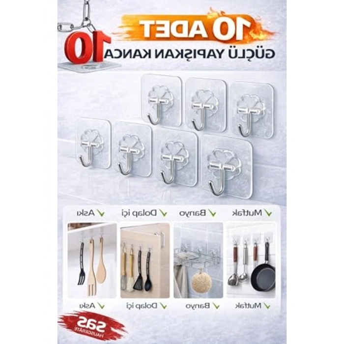 10’lu Banyo Rafı Yapışkanı, Delmeden Montaj Aparatı