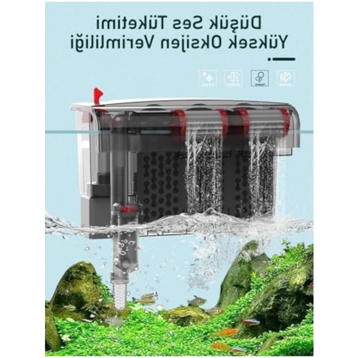 10W 800 L/H Akvaryum Şelale Filtre, 6’lı Temizleyici