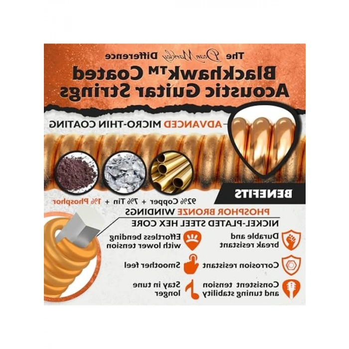 11-52 hafif ağaç sesi sunan kaplamalı bronz tel seti