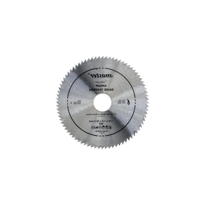 115 mm Boyutunda Ahşap Daire Testere Bıçağı, 80 Diş ile Kesim