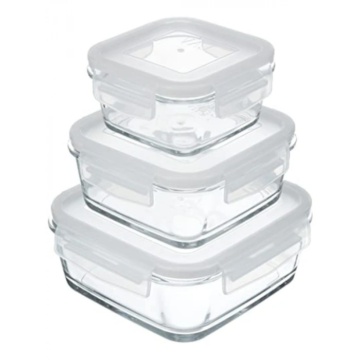 1150 cc Kapasiteli Cam Saklama Kabı Seti - 3lü