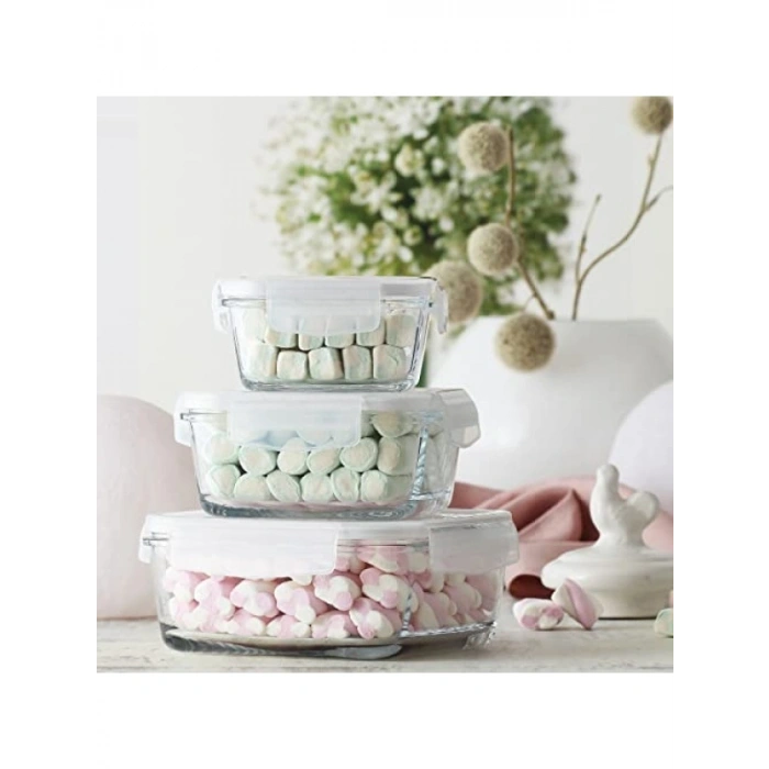 1150 cc Kapasiteli Cam Saklama Kabı Seti - 3lü