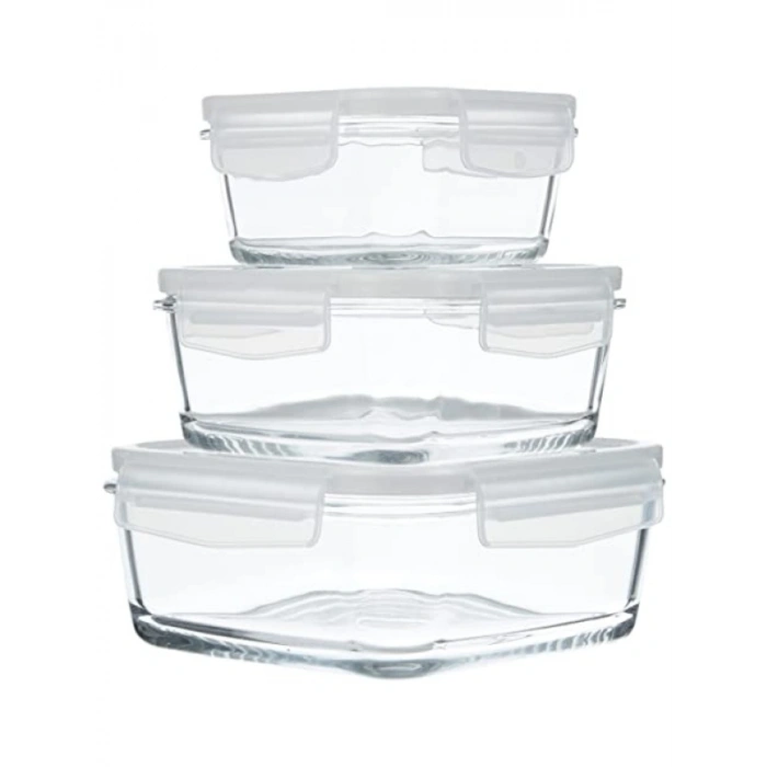 1150 cc Kapasiteli Cam Saklama Kabı Seti - 3lü