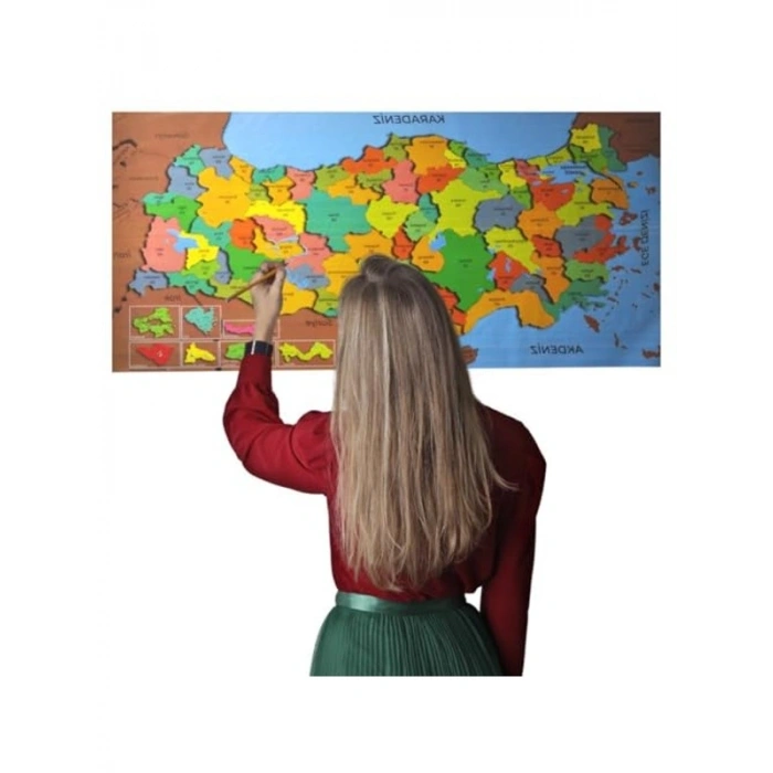 118 x 56 cm Renkli Türkiye Haritası Manyetik Duvar Stickerı
