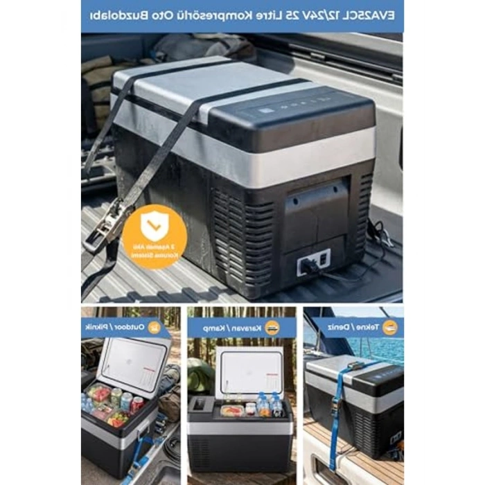 12/24V Kompresörlü Oto Buzdolabı, 25 Litre Kapasite