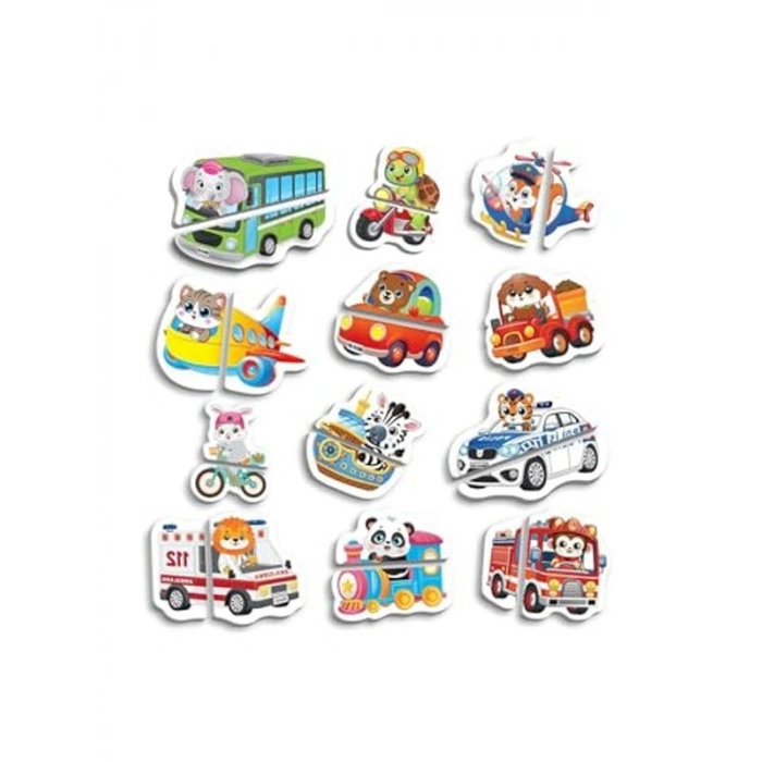 12-36 Ay İlk Magnet Puzzle Taşıtlar Aktivite Kitabı, 978-625-7632-74-4