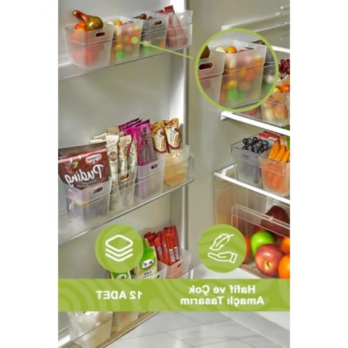 12 Adet Çok Yönlü Buzdolabı Düzenleyici ve Banyo Organizer