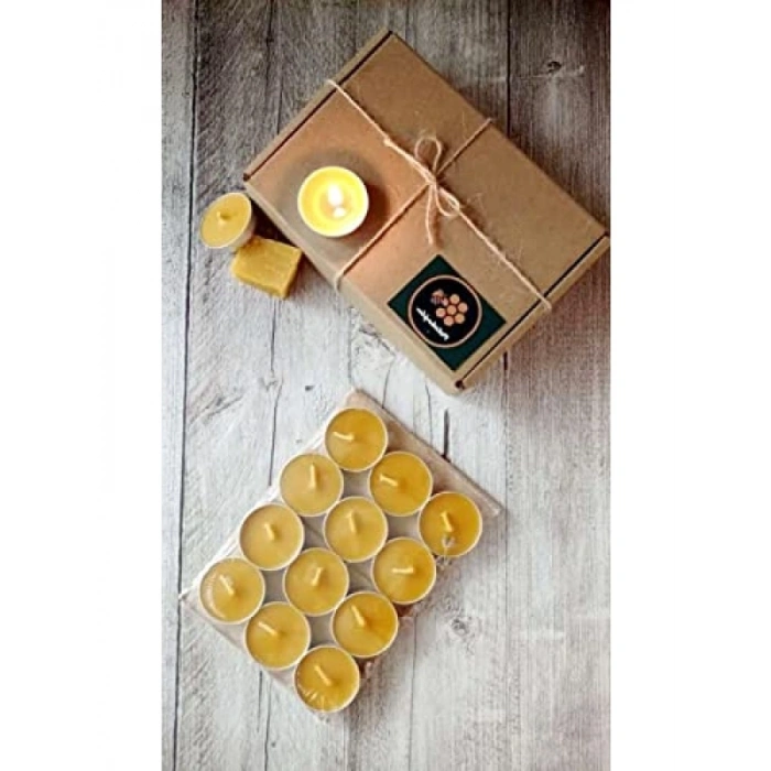 12 Adet Doğal Petek Balmumu Tealight Mum Seti