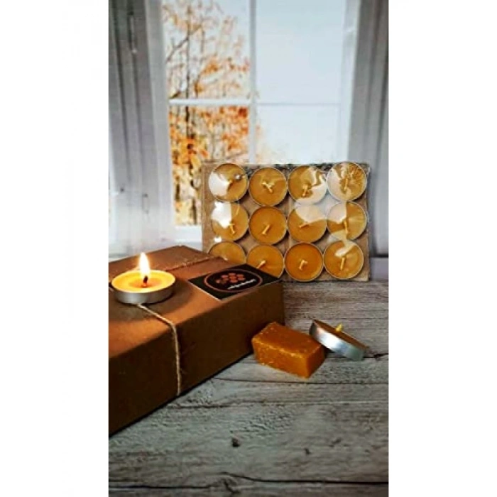 12 Adet Doğal Petek Balmumu Tealight Mum Seti