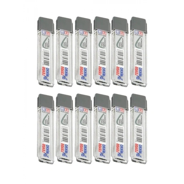 12 Adet Mekanik Kalem Ucu, 0,9 mm Siyah Renk, 60 mm Uzunluk
