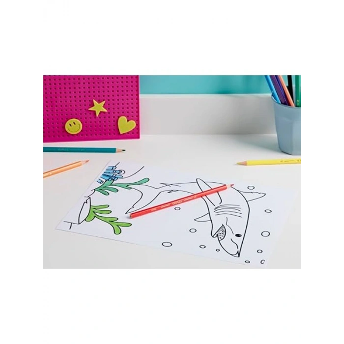 12 Adet Renkli Boya Kalemi, Parlak Renklerle Çizim İçin