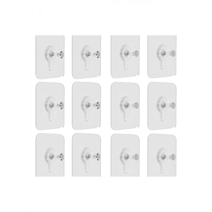 12 Adet Şeffaf Yapışkanlı Resim Askısı Seti