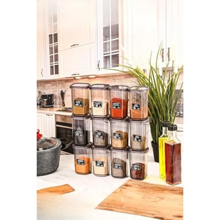 12 Adet Sızdırmaz Kapaklı Baharatlık Seti - 450 ML