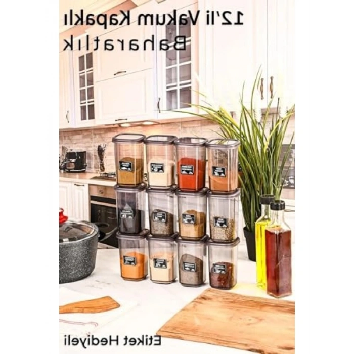 12 Adet Sızdırmaz Kapaklı Baharatlık Seti - 450 ML