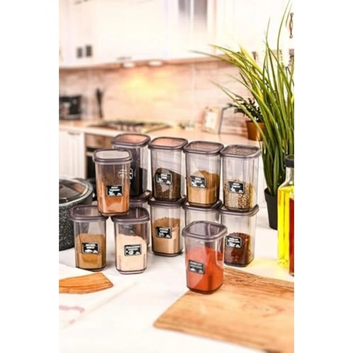 12 Adet Sızdırmaz Kapaklı Baharatlık Seti - 450 ML