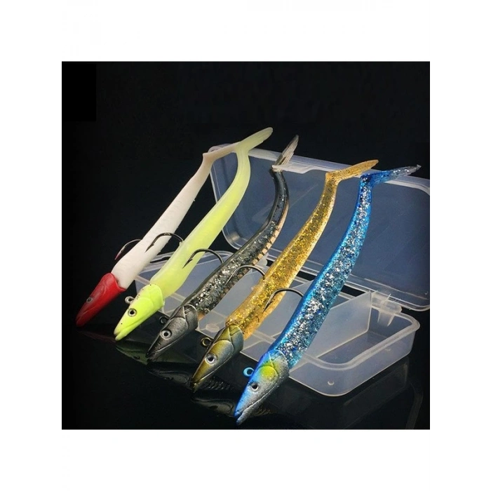12 cm Silikon Jig Balık Yem Seti, 20 Gram, 5 Adet Kutulu Set