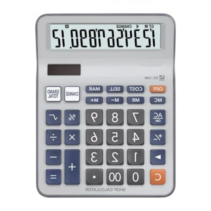 12 Haneli Masa Üstü Hesap Makinesi - Batarya ile Çalışan