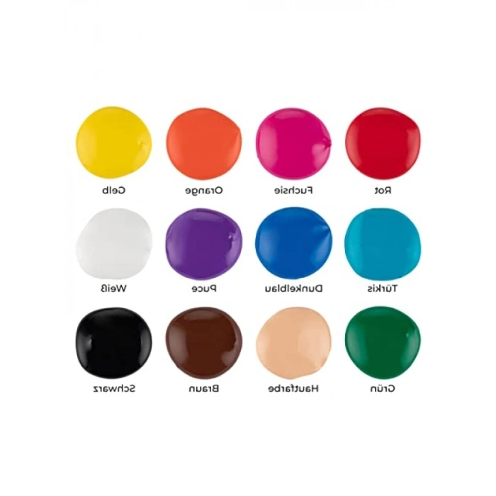 12li Akrilik Boya Seti, 60 cc, Yüksek Örtücülük