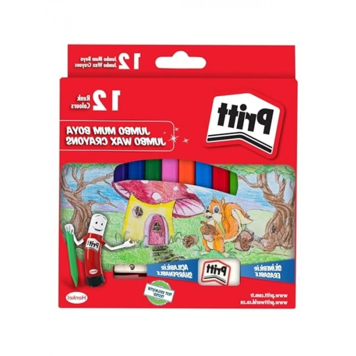 12li Jumbo Üçgen Silinebilir Pastel Boya Seti - Hediyeli