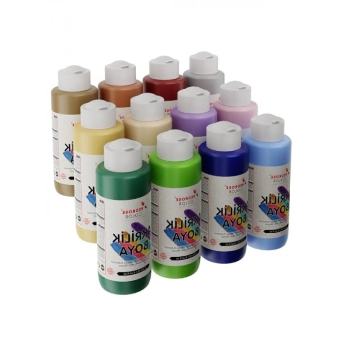 12li Pastel Renkler Akrilik Boya Seti, 120ml
