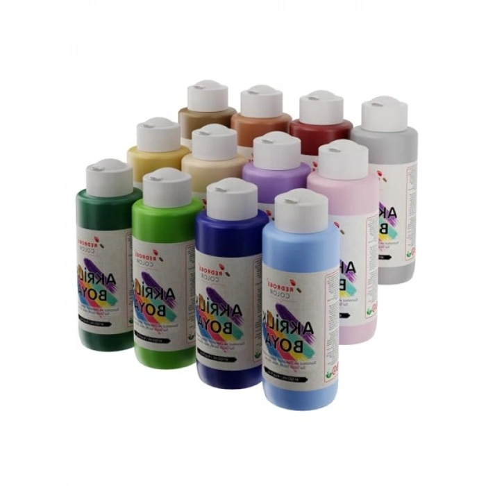 12li Pastel Renkler Akrilik Boya Seti, 120ml