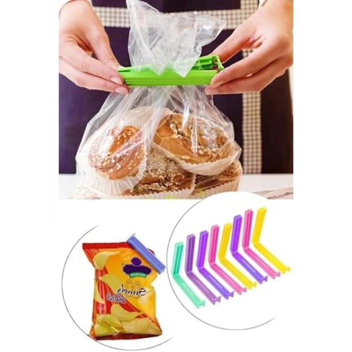 12li Pratik Renkli Poşet Klipsi Seti