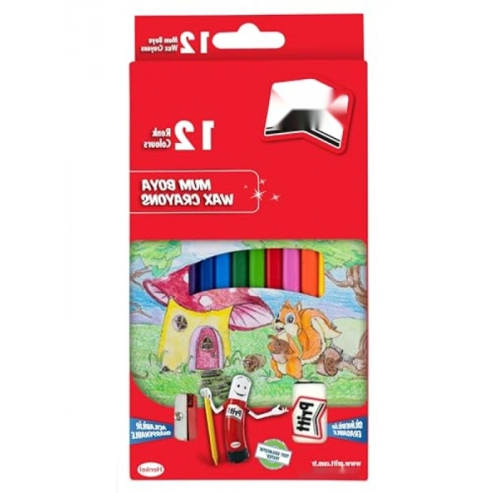 12li Silinebilir Pastel Boya Seti - Parlak Renkler