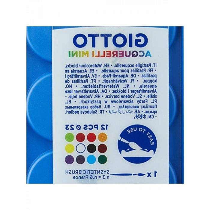 12li Suluboya Seti - 23mm Boyutunda Renkli Sanat Malzemesi