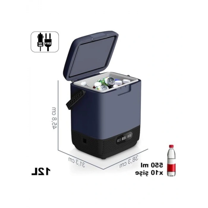 12 Litre Taşınabilir Oto Buzdolabı, 12/24 Volt ve 220 Volt ile Çalışır