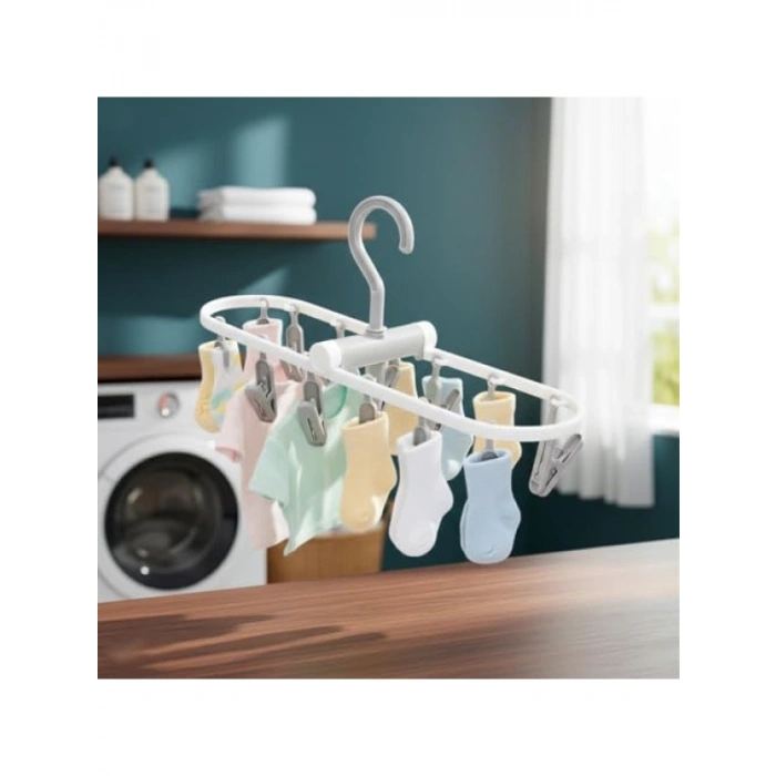 12 Mandallı Çok Amaçlı Çamaşır Askısı, Katlanabilir