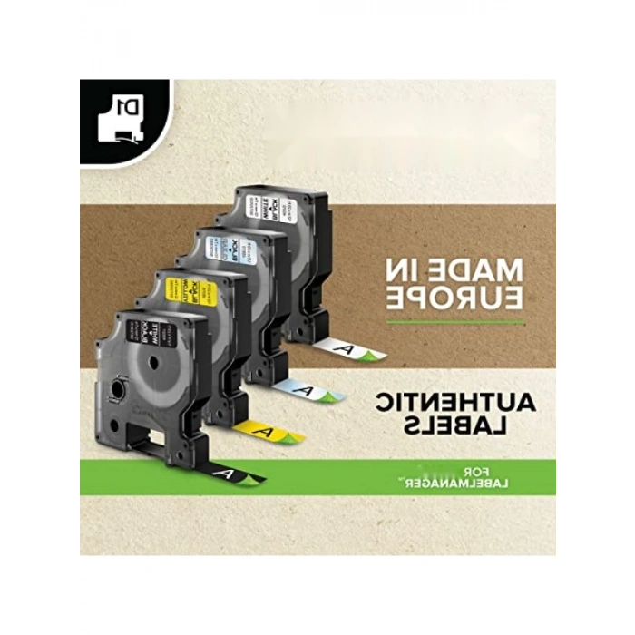 12 mm x 7 mt Beyaz/Siyah Yedek Etiket Şeridi