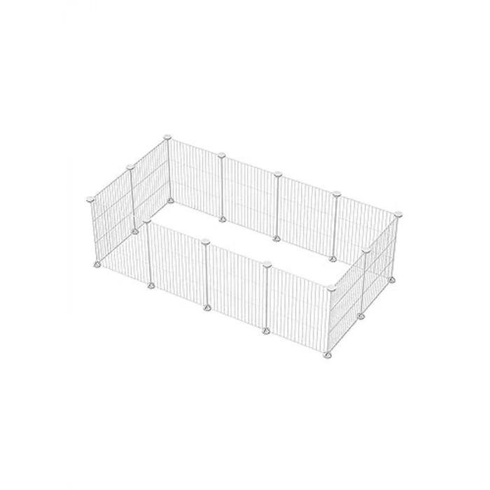 12 Panel Beyaz Metal Kedi Köpek Kuş Evi Oyun Parkı