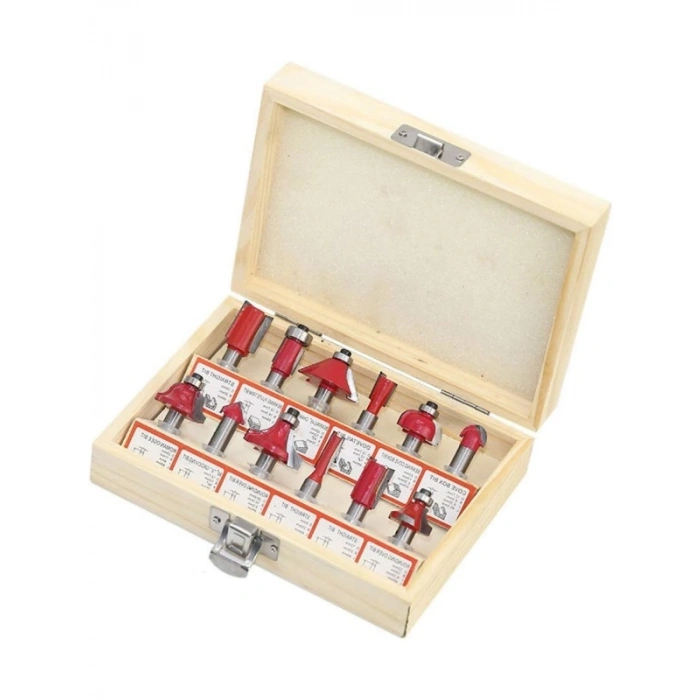 12 Parça Ahşap Freze Uç Seti - 6mm Shank Karbür Kesici
