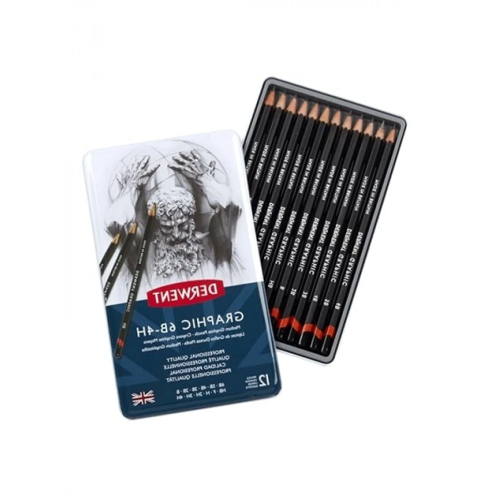 12 Parça Dereceli Kalem Seti (9B>H) Metal Kutu