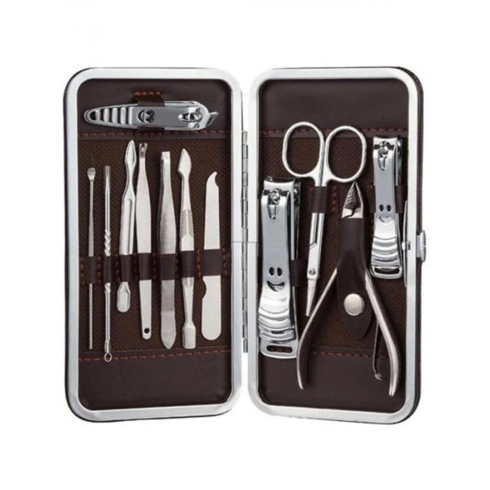 12 Parça Paslanmaz Çelik Manikür Pedikür Seti - Çantalı