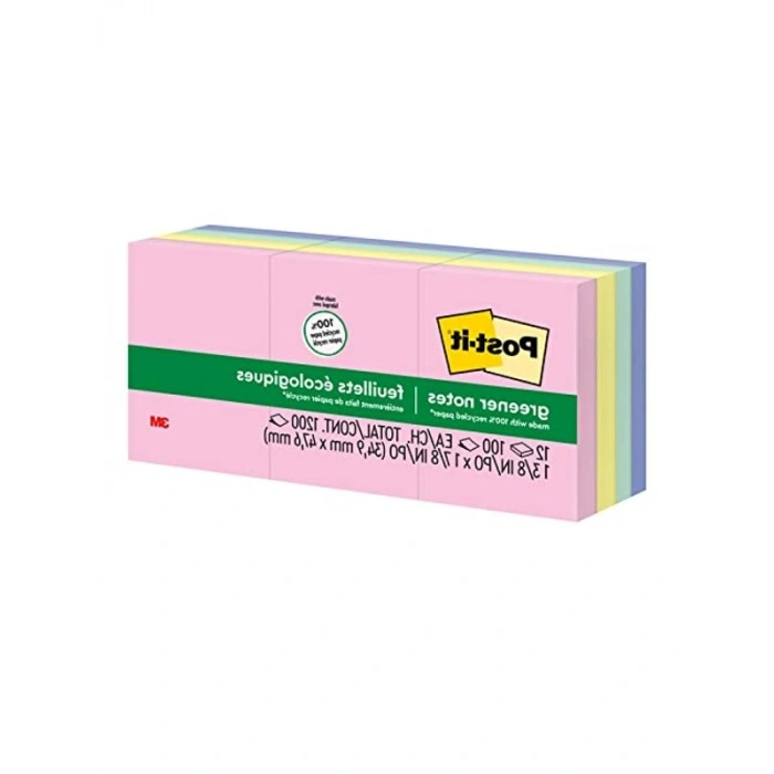 12 Ped Daha Yeşil Açılır Notlar, Pastel Renklerle Geri Dönüştürülmüş