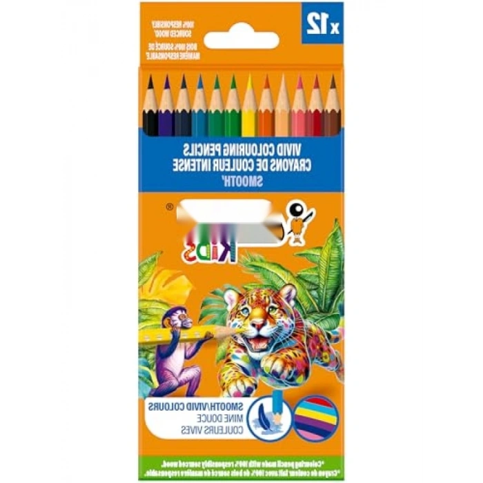 12 Renk Ahşap Kuru Boya Kalemi