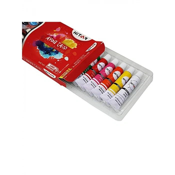 12 Renk Guaj Boya Tüpleri, 12 ml