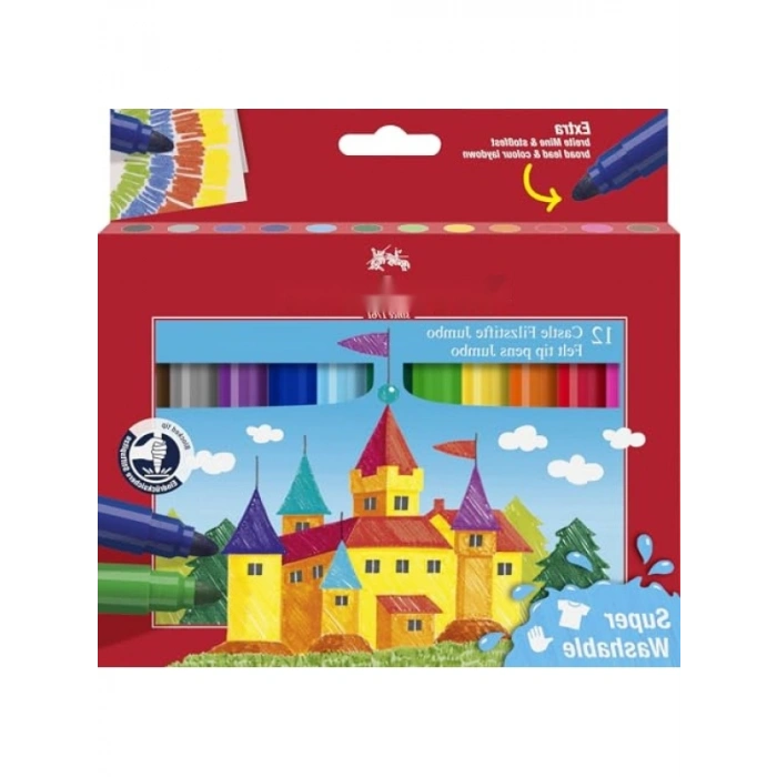 12 Renk Jumbo Keçeli Kalem Seti, Geniş Uç