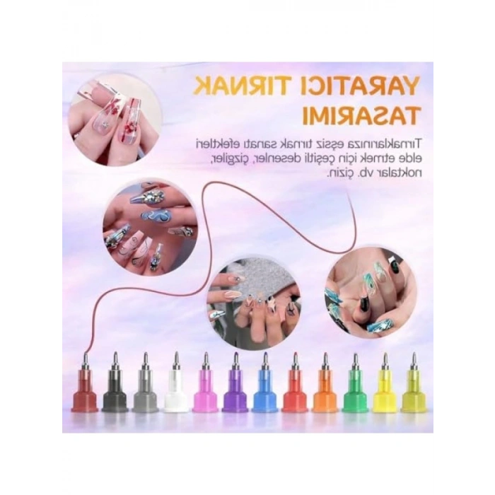 12 Renk Oje Sanatı Kalemi Seti, Su Bazlı