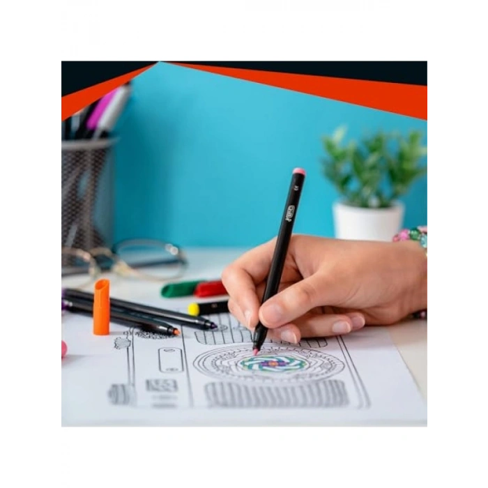 12 Renk Su Bazlı Keçeli Boyama Kalemi Seti